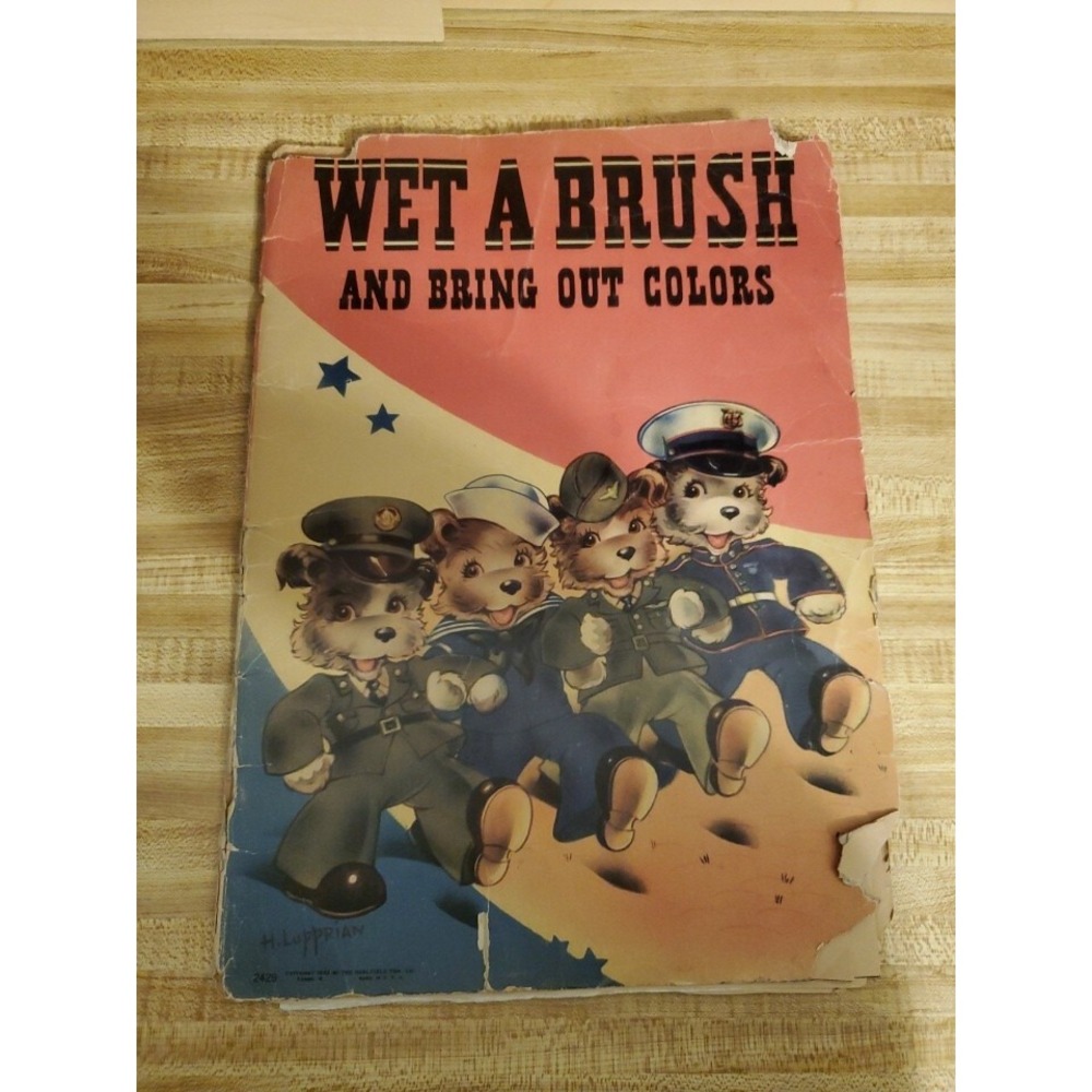 Coloring Book 1942 Wet A Brush H Lupprian Over 30 Pages Vintage #2094